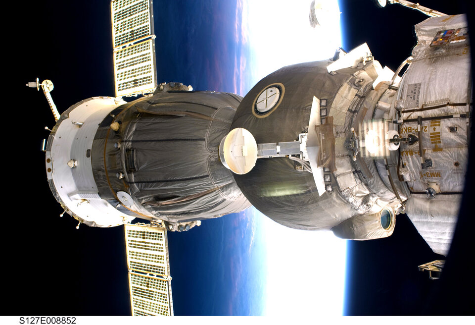 Soyuz spacecraft docked to Station