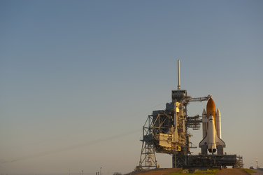 Space Shuttle Discovery on the launch pad