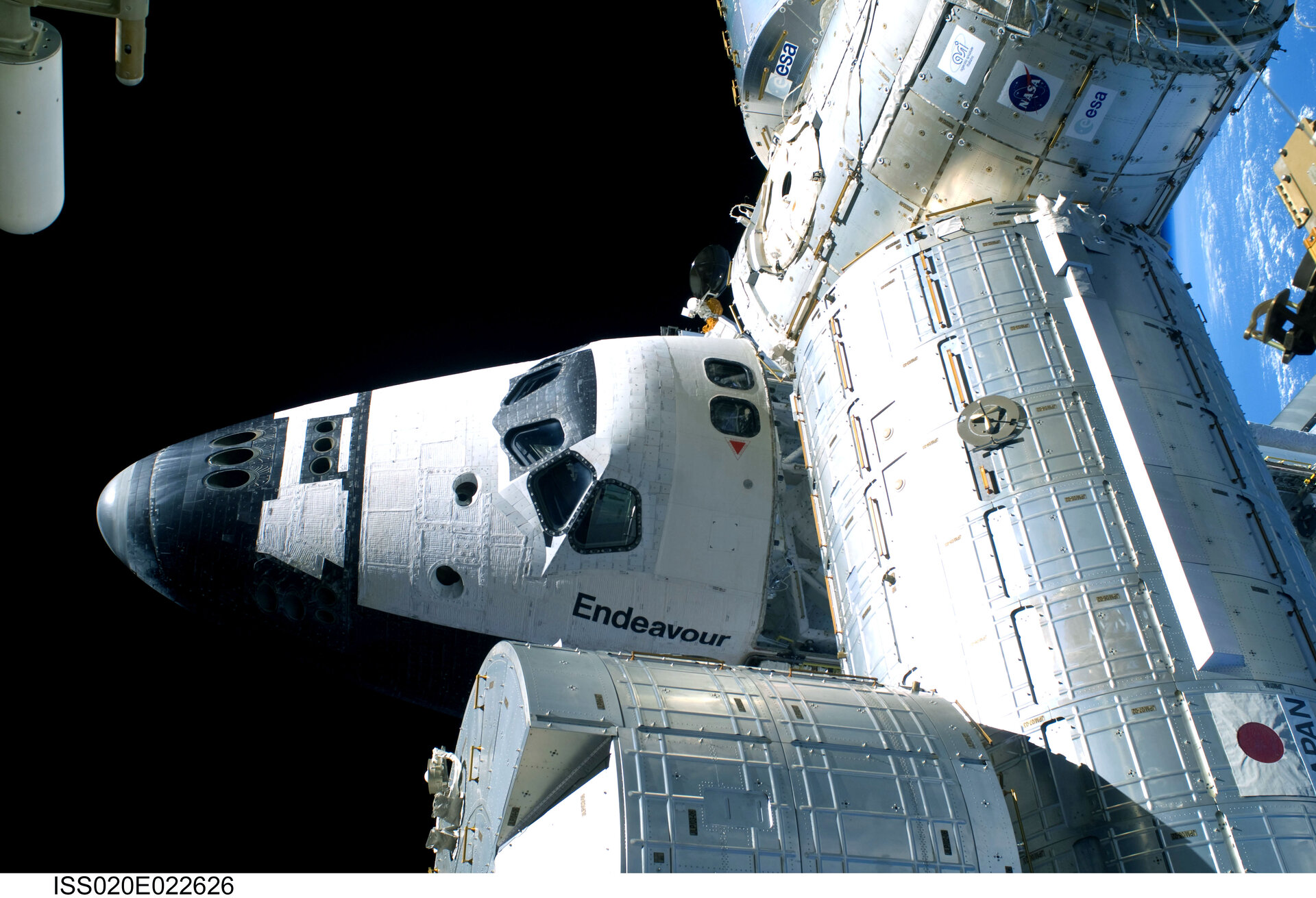 Space Shuttle Endeavour is docked with the ISS during STS-127