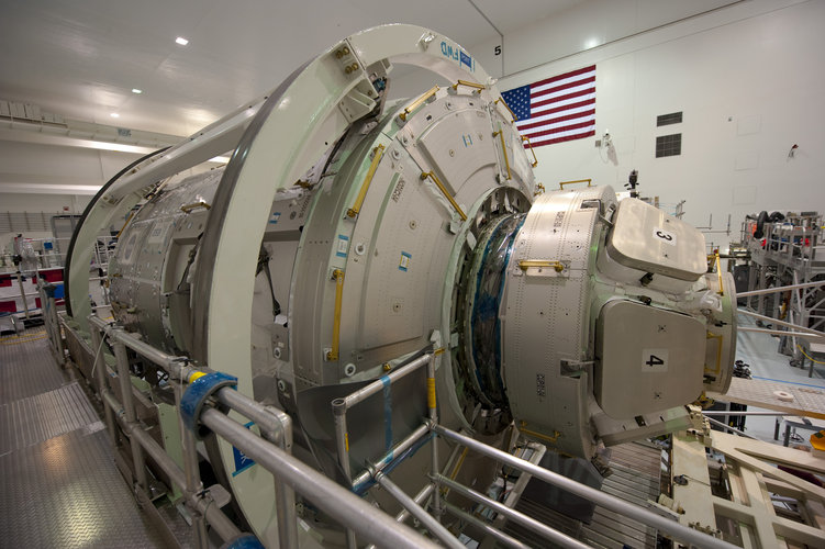 Cupola mated to the Tranquility node in NASA's Space Station Processing Facility