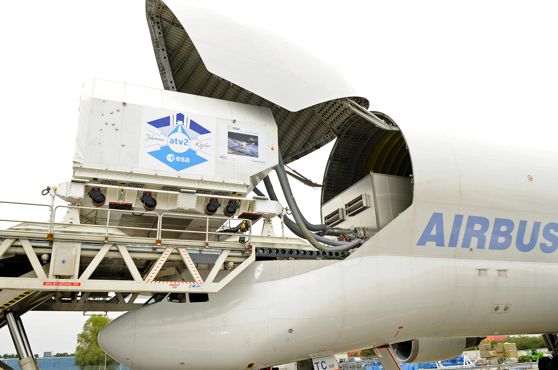 The ATV-2 Cargo carrier being transported