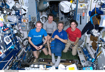 Expedition 20 crewmembers with newly installed COLBERT treadmill