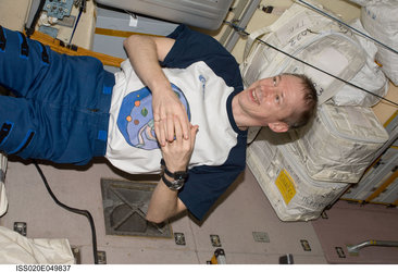 Frank De Winne in the Zvezda module