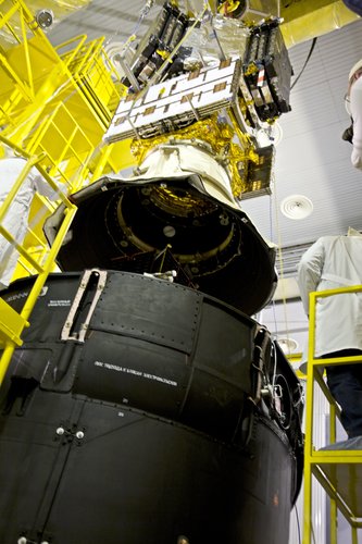 SMOS being lowered onto the upper stage