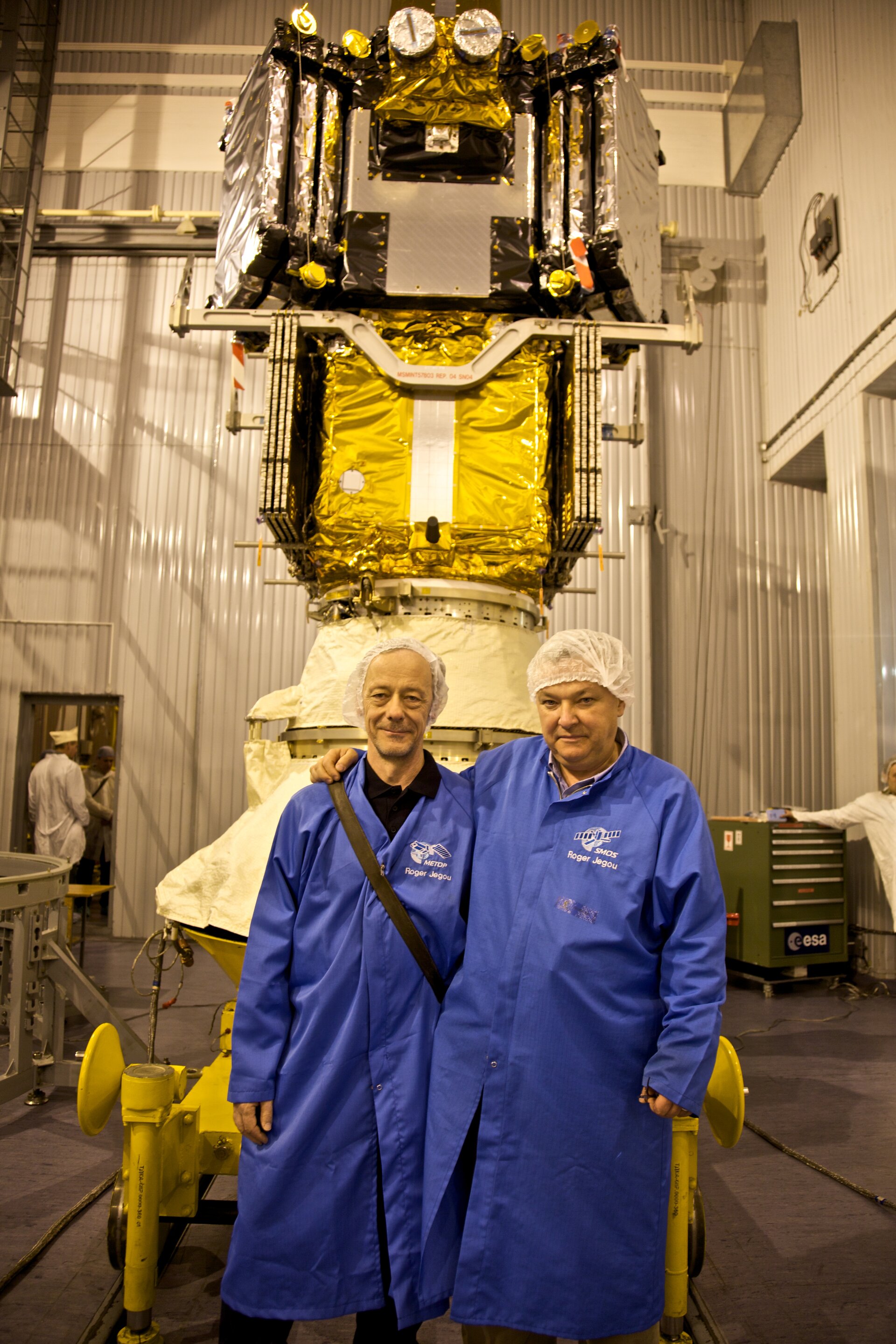Yann Kerr  and Roger Jegou in front of SMOS