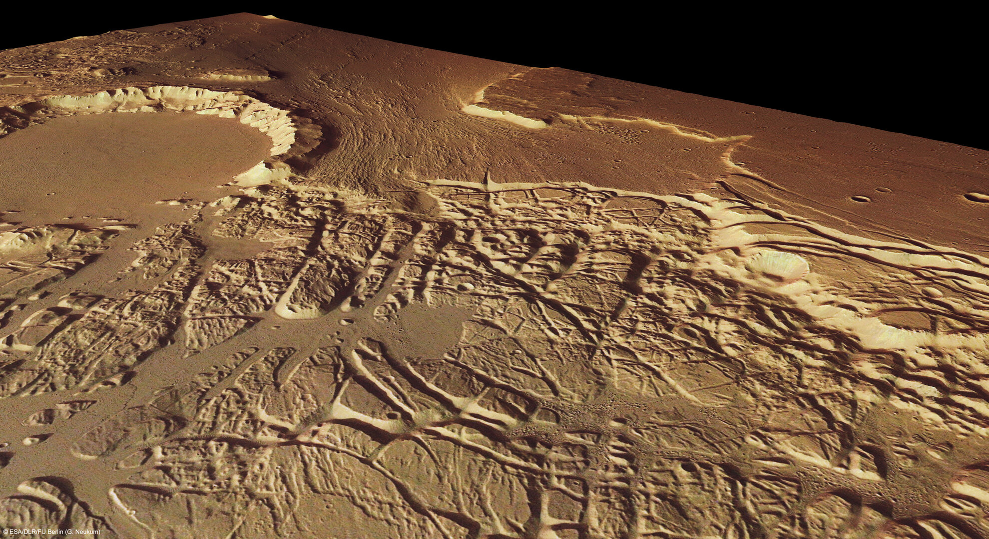 Kasei Valles and Sacra Fossae, in perspective