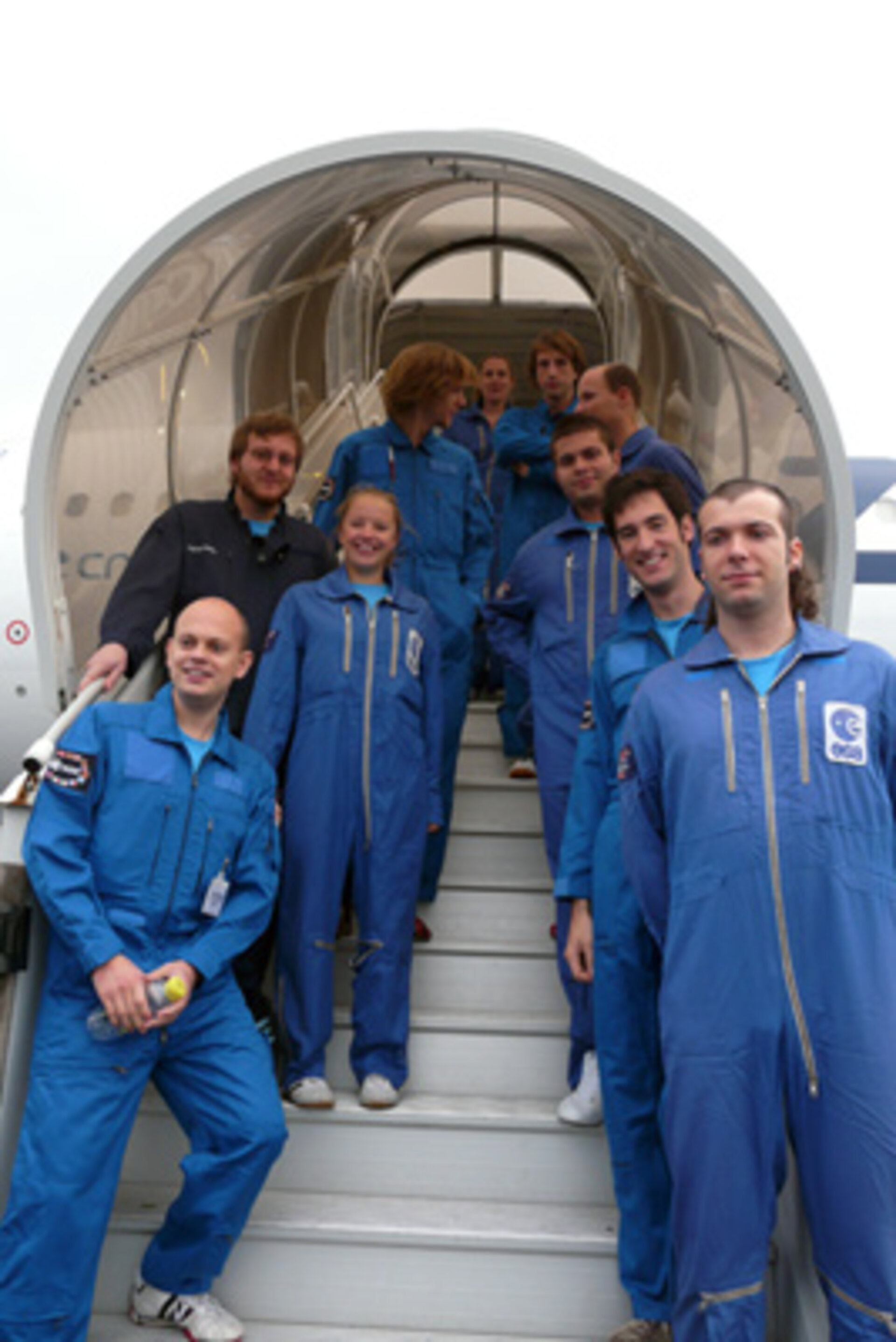 Students boarding the plane for the first parabolic flight of the 2009 campaign