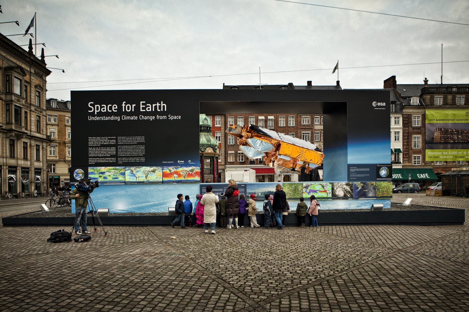 ESA exhibition with full scale model of the CryoSat-2 satellite