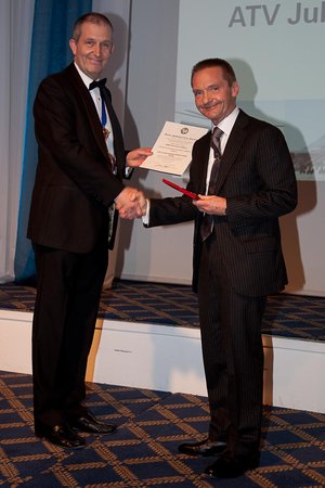 ESA's Bob Chesson, right, accepts the Royal Aeronautical Society Gold Medal