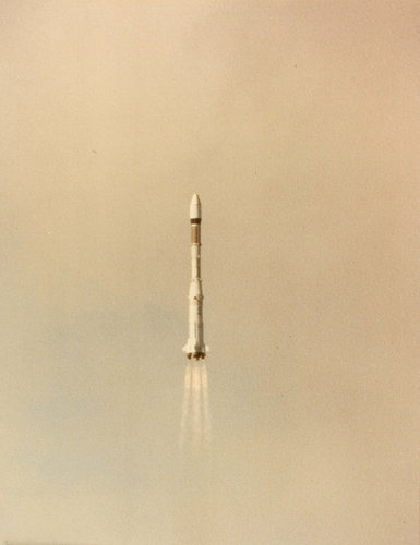 Europe's first Ariane, in flight, shortly after launch, 1979