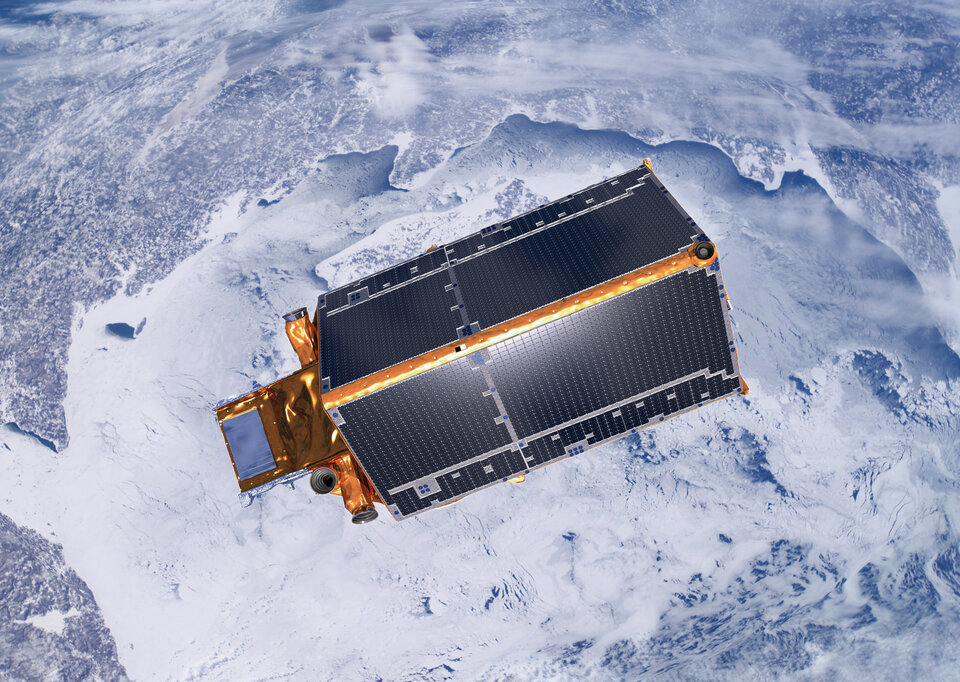 Klimaforschung steht bei dieser Airshow besonders im Fokus: CryoSat gehört zur Flotte der ESA-Erdbeobachtungssatelliten. 