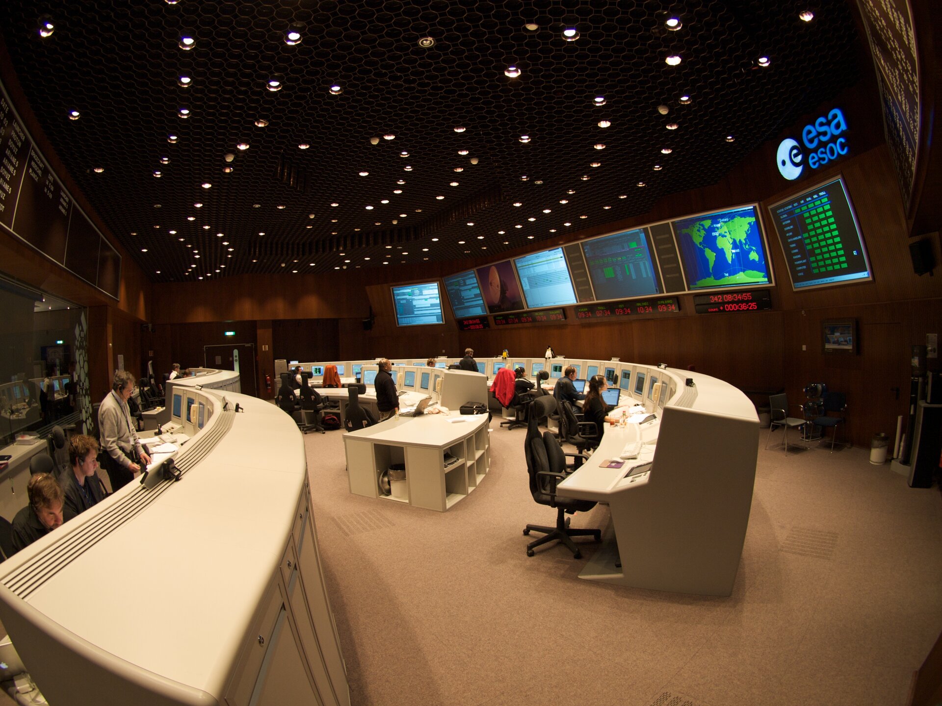 Flight Operations Director P. Emanuelli (standing at left) in Main Control Room