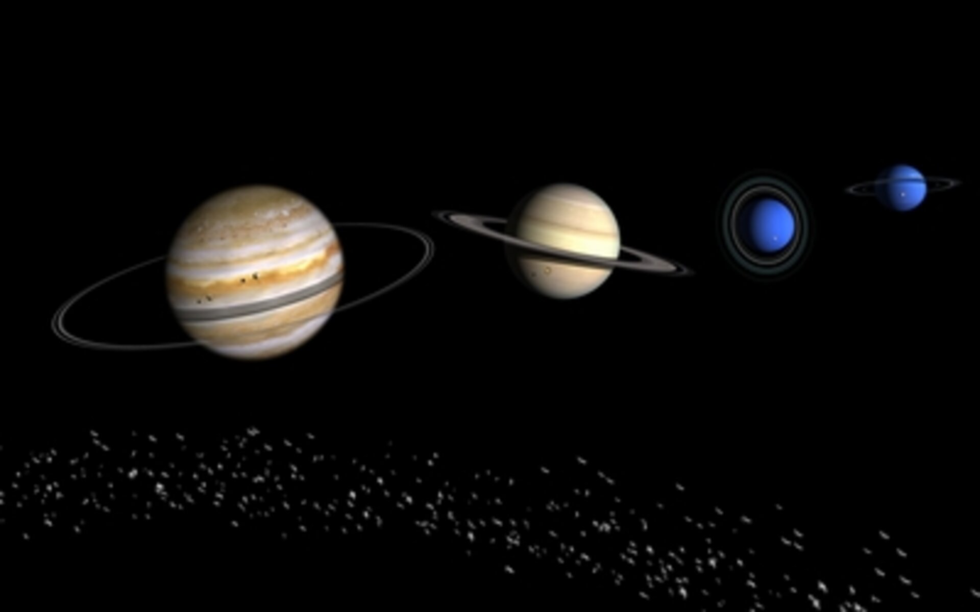 The gas giant planets. Artist's view.