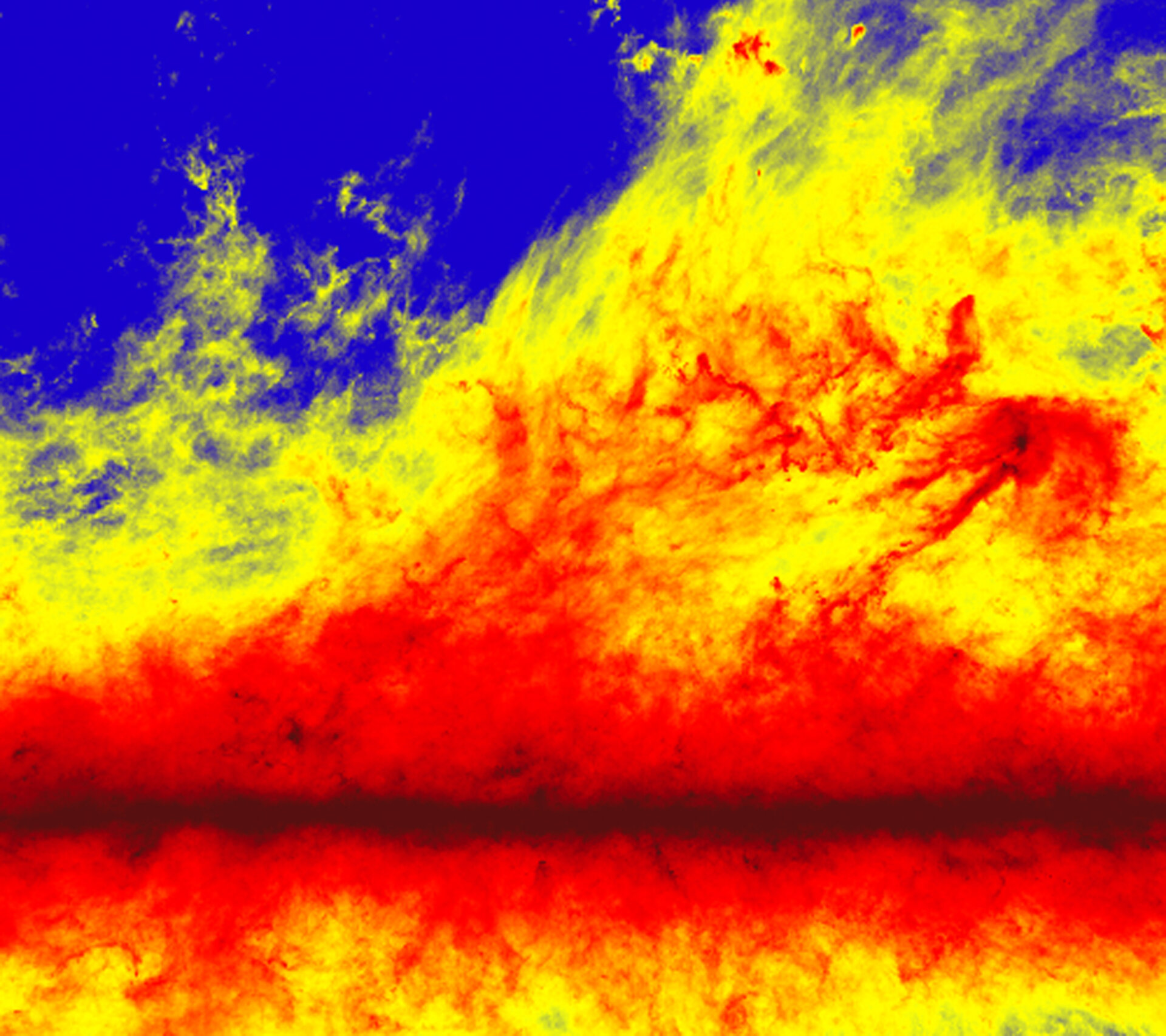 Colour-coded image of cold dust in the Milky Way