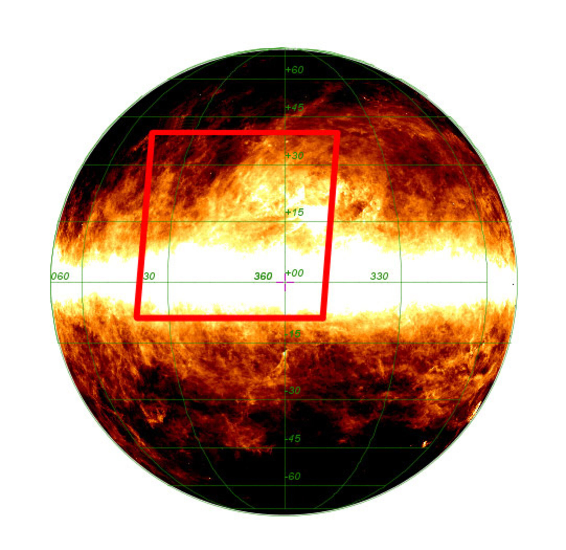 Planck's newly imaged region shown in box