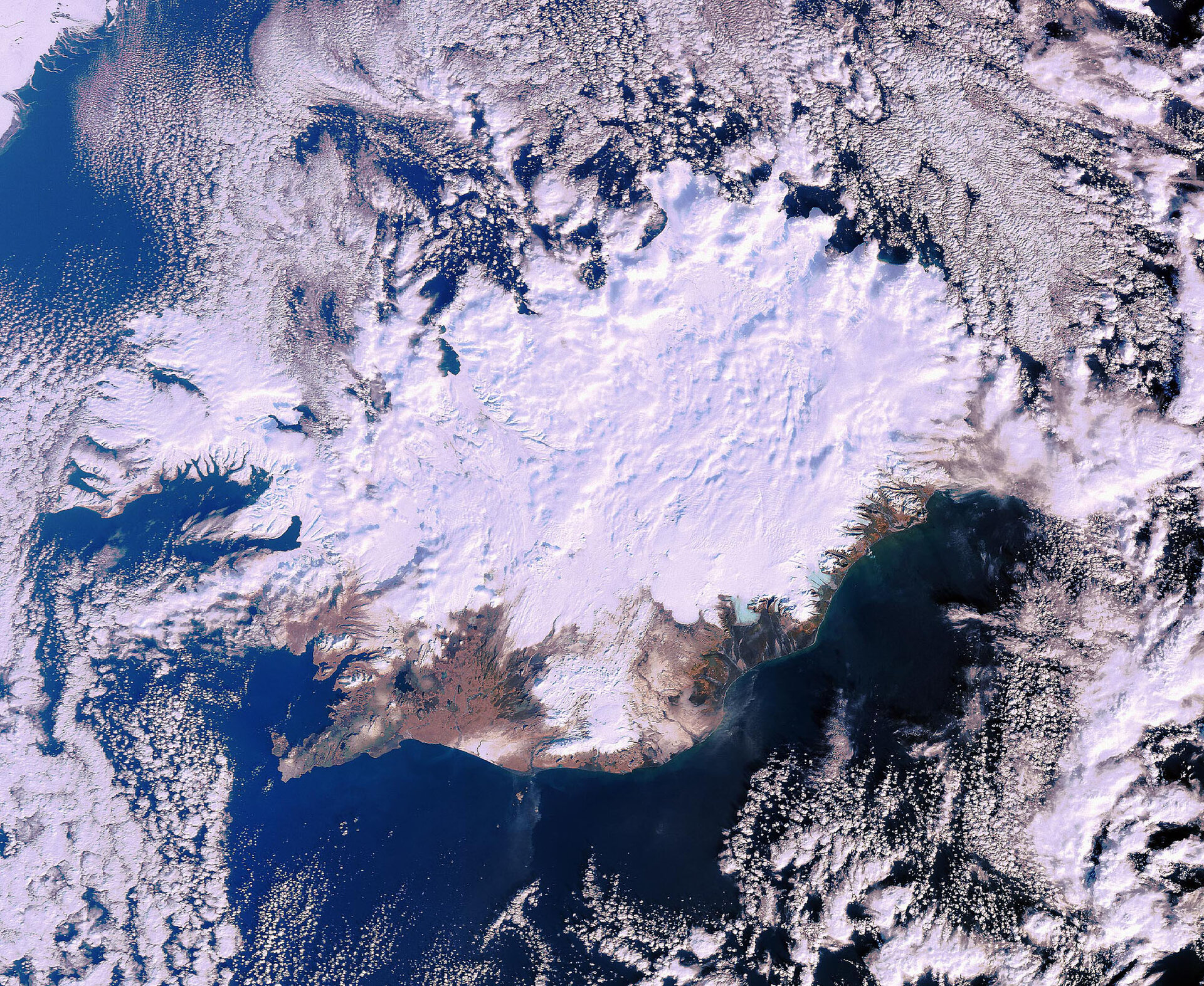 Cloud-free snow-covered Iceland 22 February