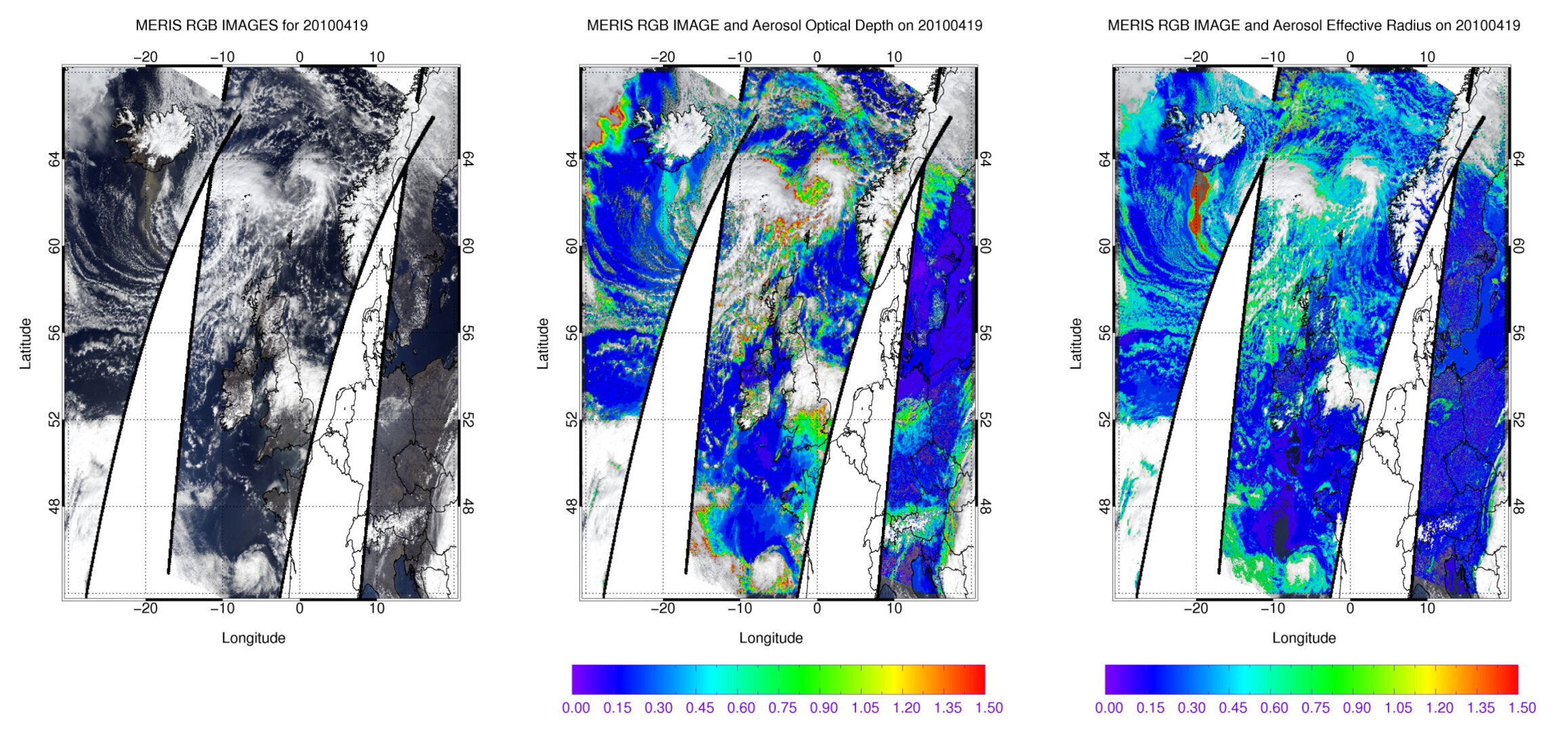 Ash cloud parameters