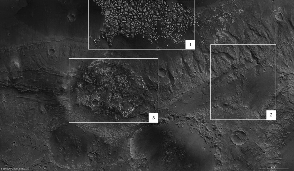 Features around Magellan Crater on Mars