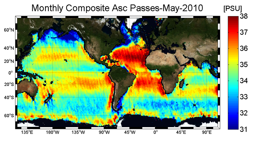 Ocean salinity May 2010