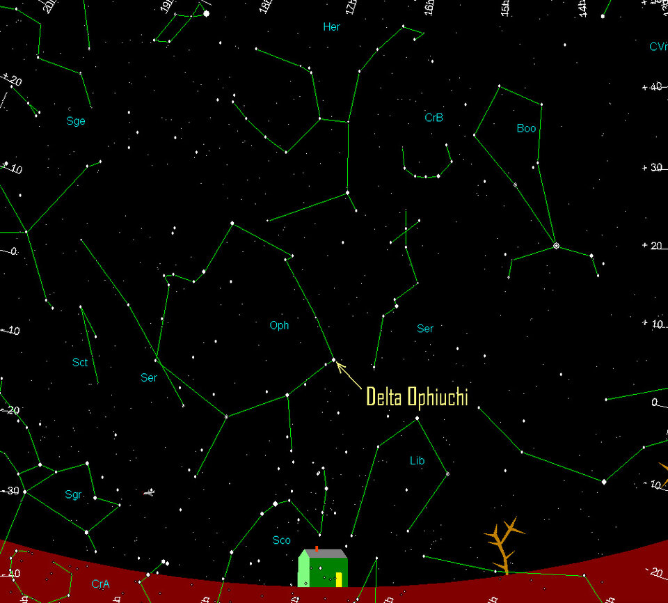 Star chart showing the sky from central Europe