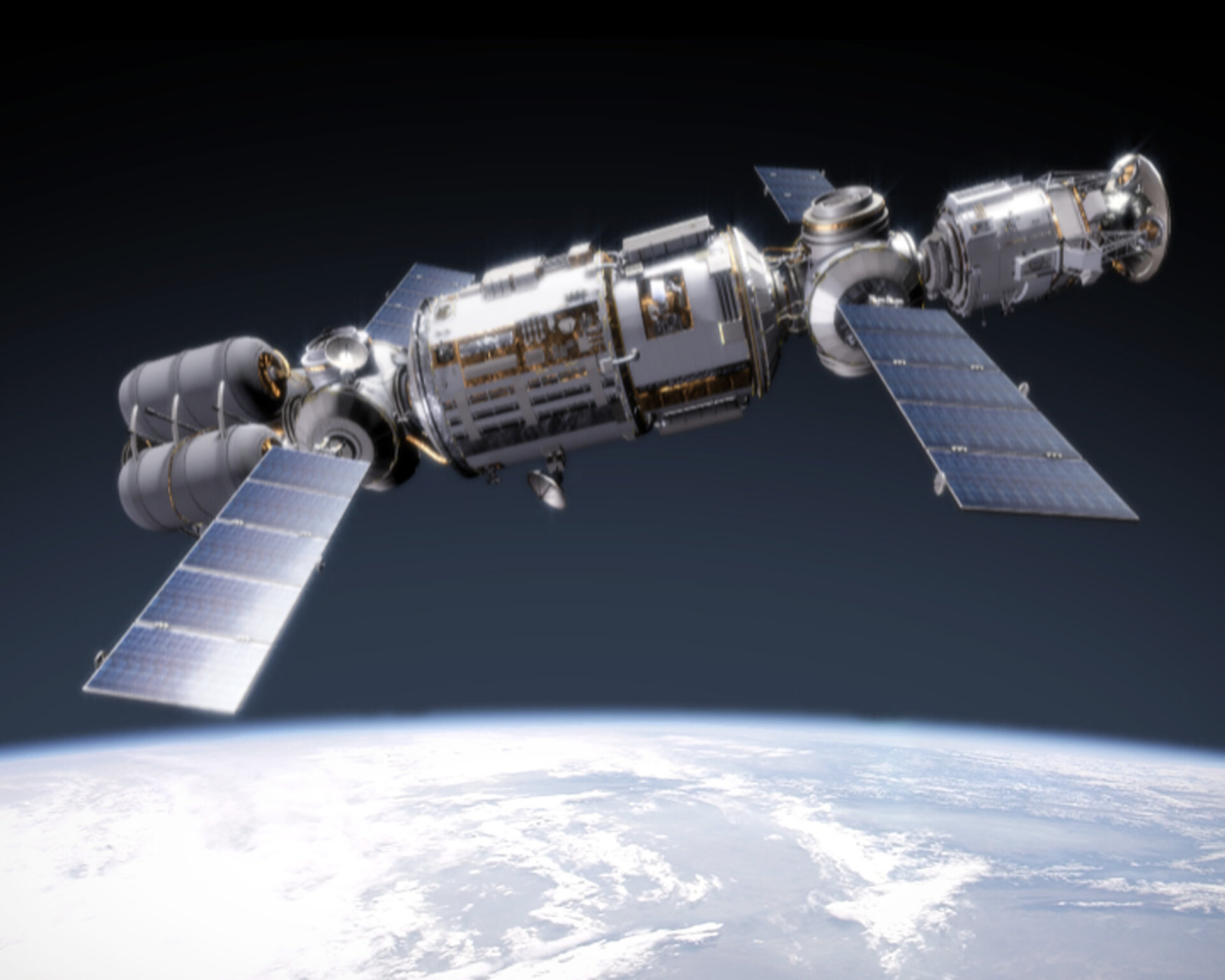 Exploration mission spacecraft assembled in orbit