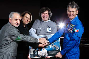 Paolo Nespoli and Simonetta Di Pippo with Fiorenzo Galli and Giovanni Caprara