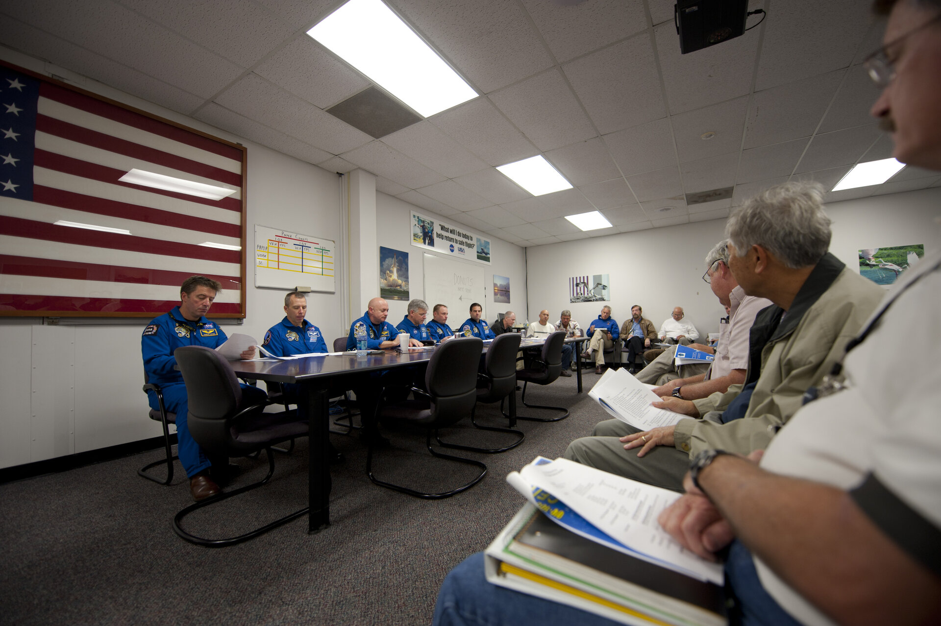 Roberto Vittori and STS-134 mission crew during CEIT