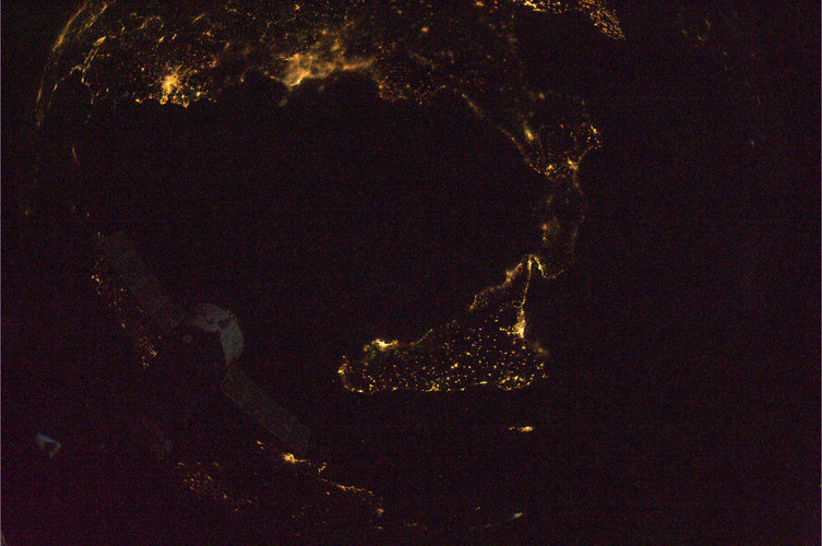 Calabria and Sicily at night