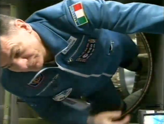 Paolo Nespoli arriving at the Space Station