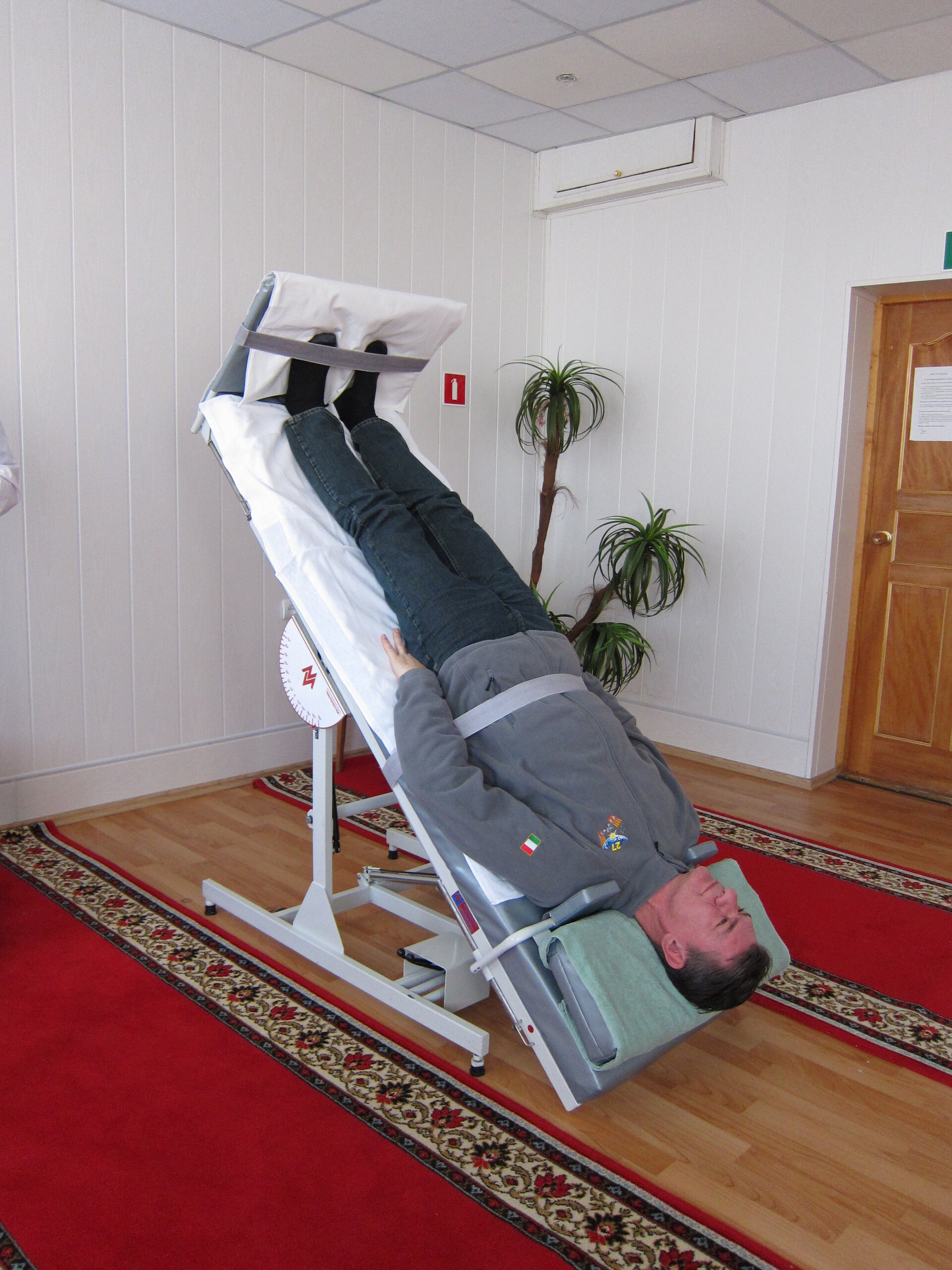 Paolo Nespoli on the tilt bed