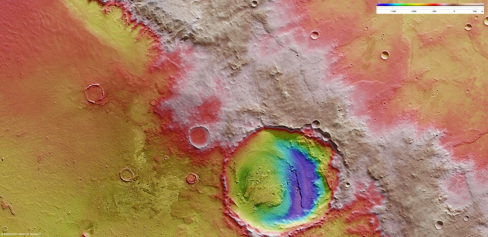 Elevación de la región del cráter Schiaparelli
