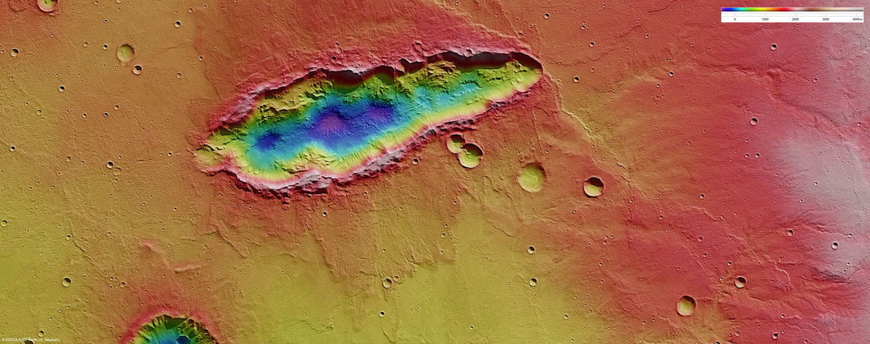 Elevation of the elongated crater