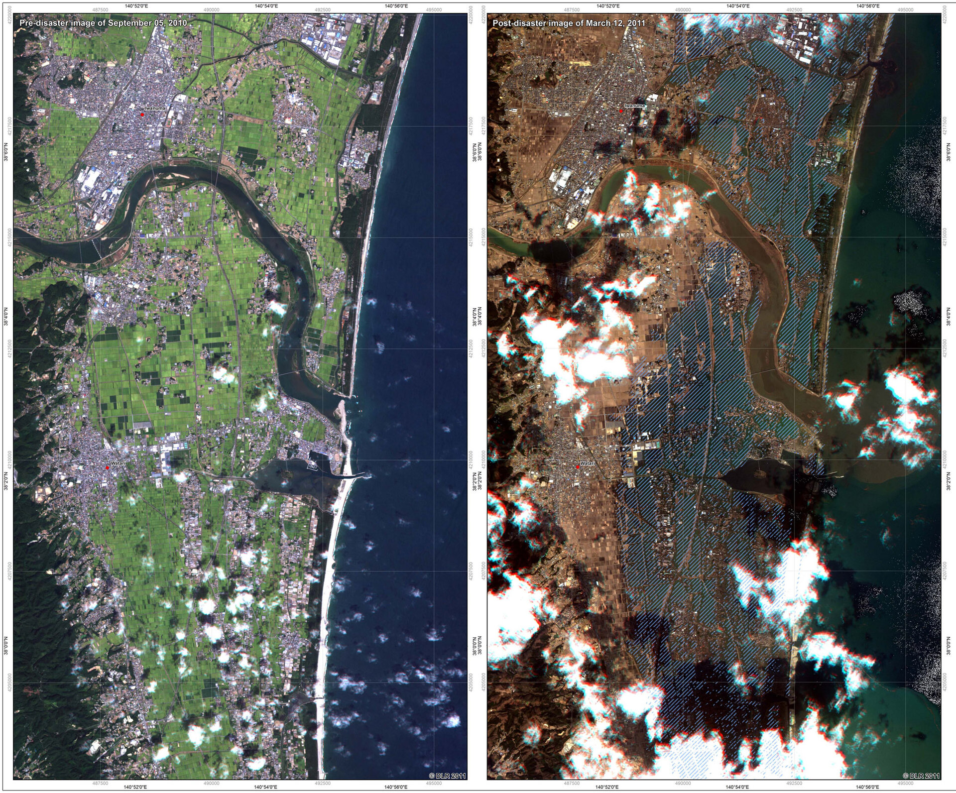 Before and after the tsunami