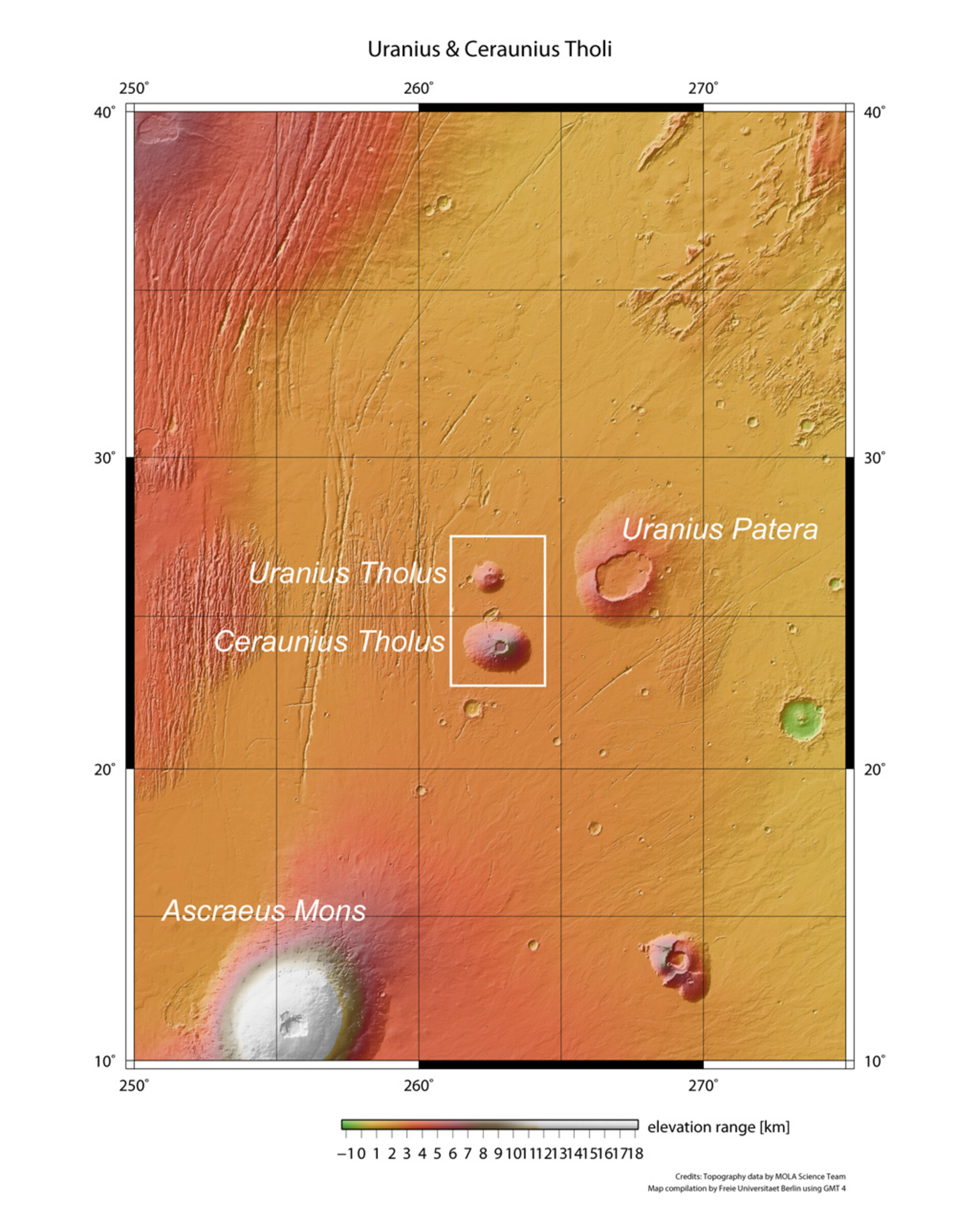 Ceraunius Tholus and Uranius Tholus in context