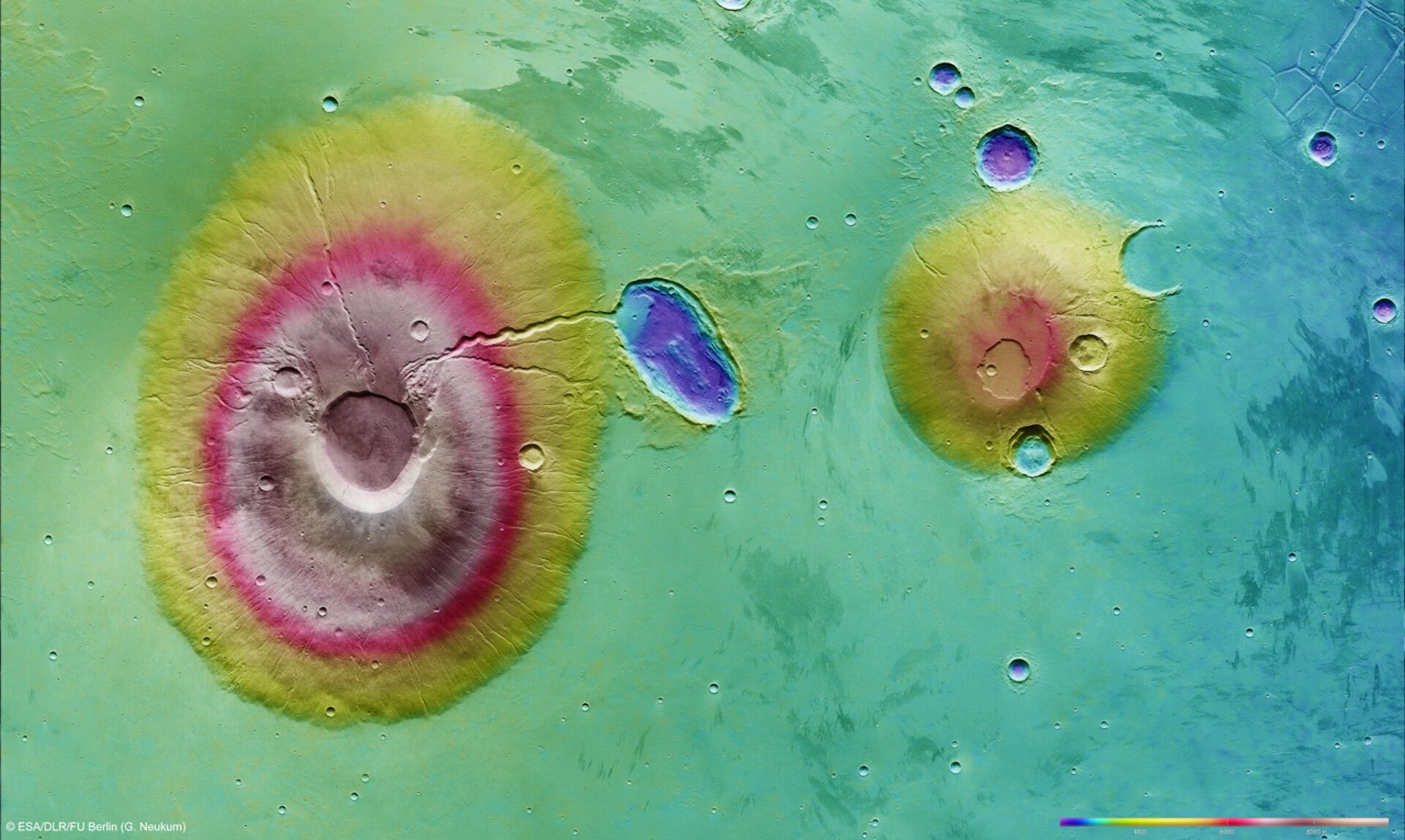 Elevation of Ceraunius Tholus and Uranius Tholus