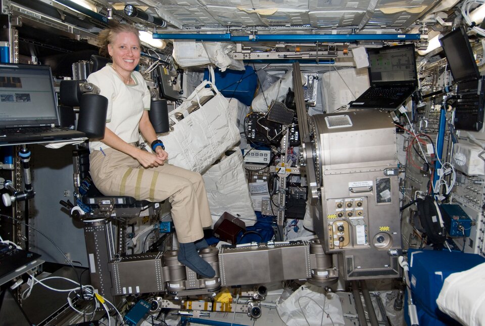 NASA astronaut Shannon Walker working with MARES