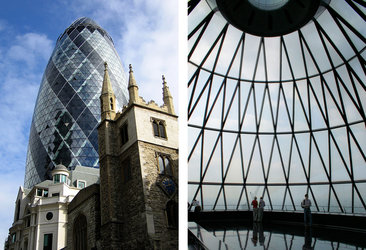 Gherkin building glass dome, London