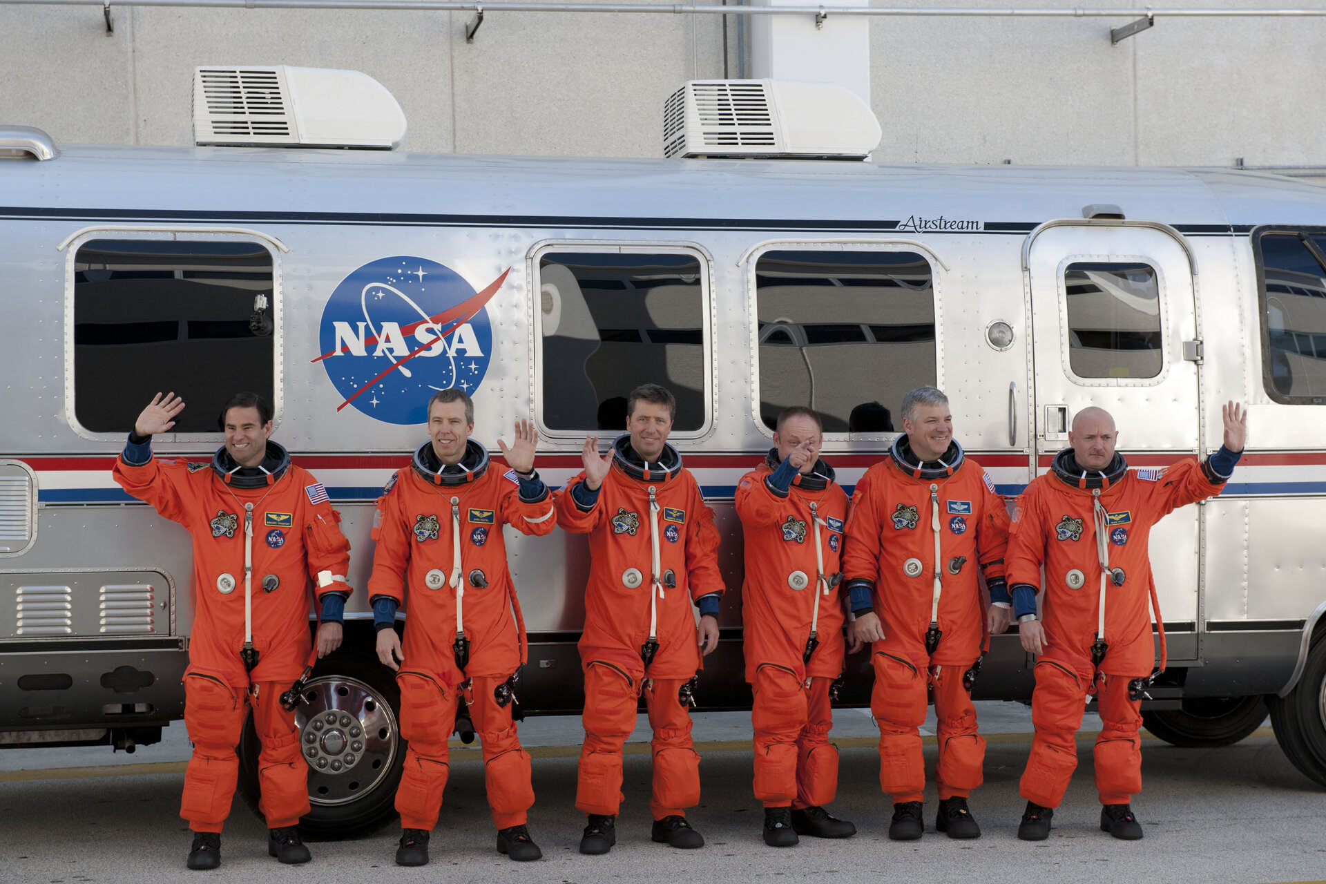 The STS-134 crew during simulated launch countdown exercise