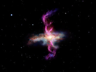 Καλλιτεχνική απεικόνιση της εκροής ύλης από ένα γαλαξία