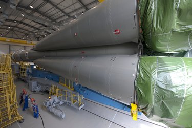 Soyuz in the launcher preparation building