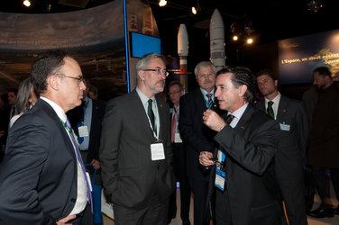 Antonio Avila Cano and Fernando Doblas visit the ESA pavilion