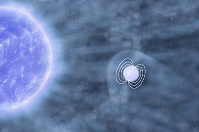 Artist's impression of a neutron star partially devouring a massive clump of matter