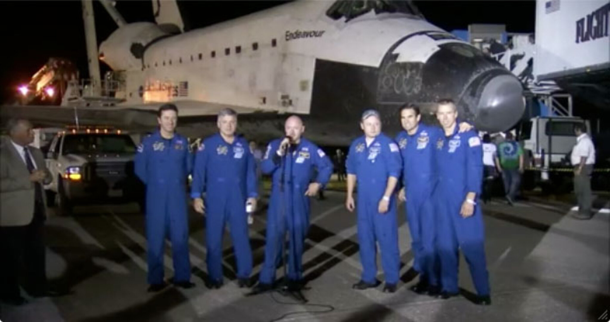 Endeavour crew after landing