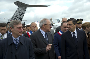 Jean-Jacques Dordain and François Fillon at the Paris Air & Space Show