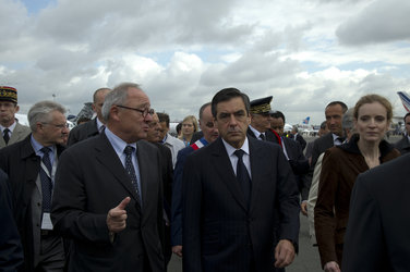 Jean-Jacques Dordain and François Fillon at the Paris Air & Space Show