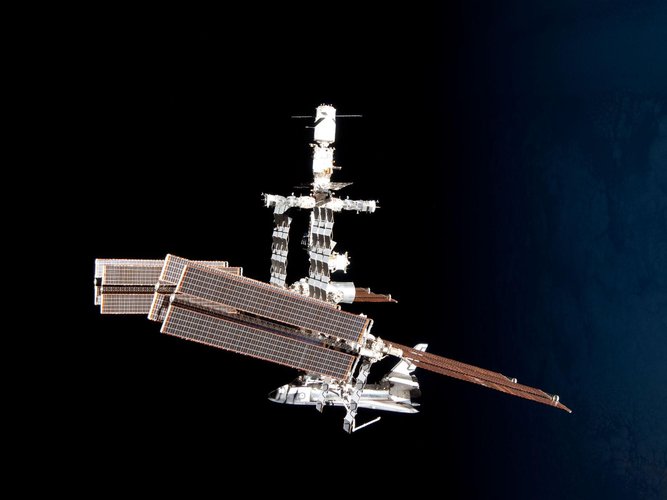 The International Space Station with ATV-2 and Endeavour