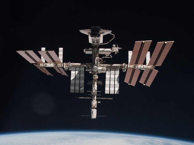 The International Space Station with ATV-2 and Endeavour