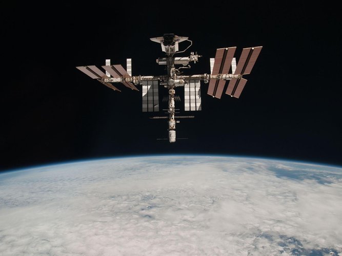 The International Space Station with ATV-2 and Endeavour