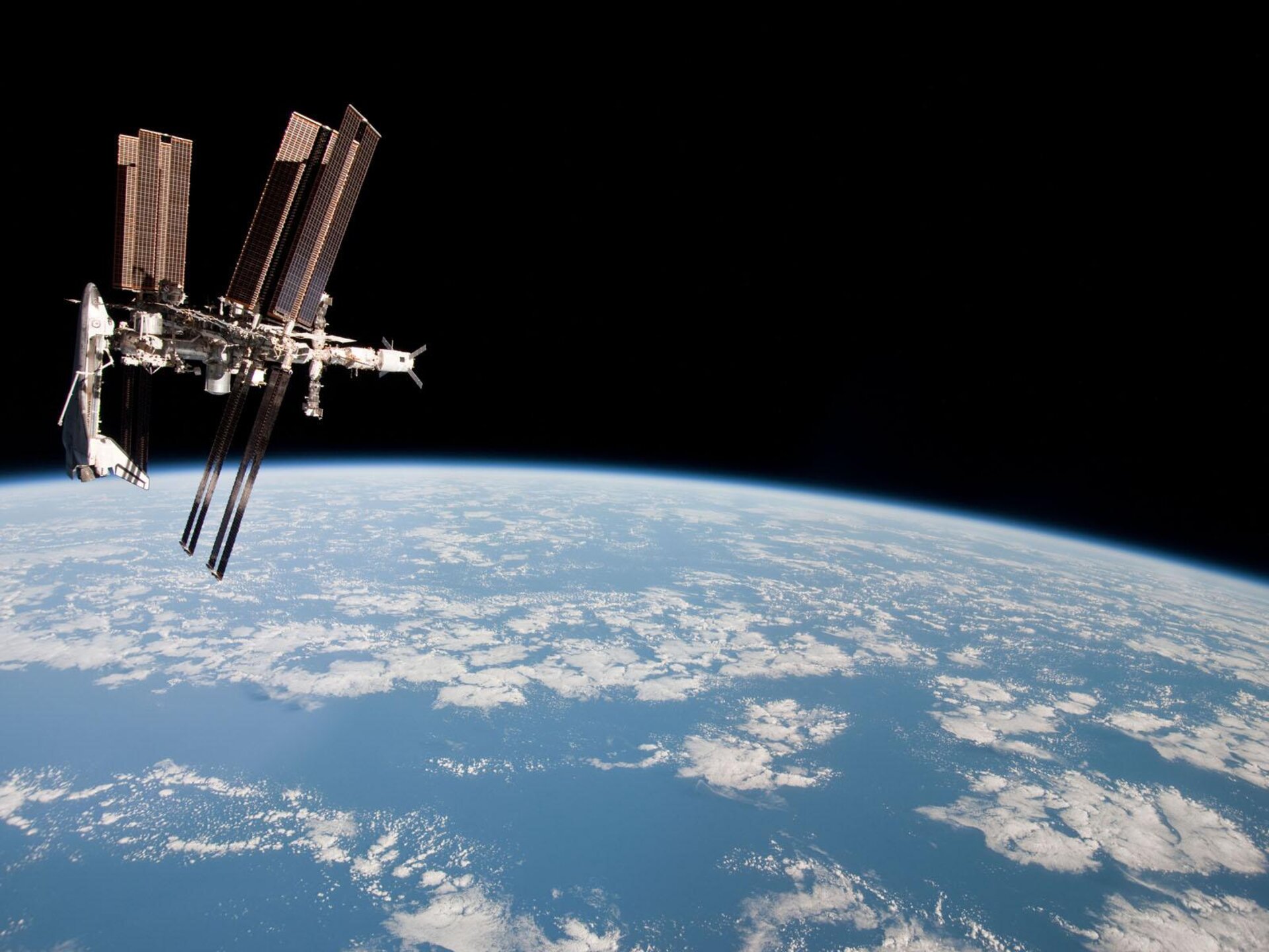 The International Space Station with ATV-2 and Endeavour