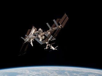 The International Space Station with ATV-2 and Endeavour